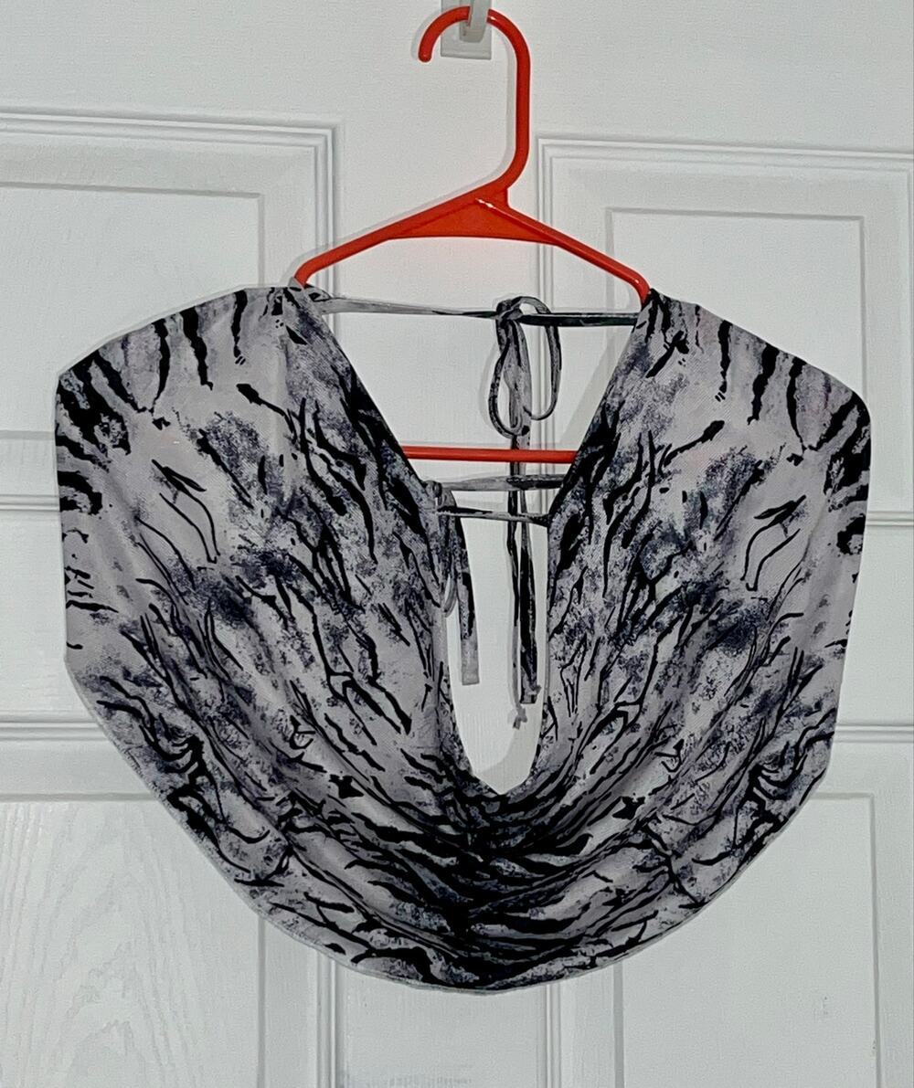 Zebra Print Backless V Neck Top Flared Pant 2 Piece Set